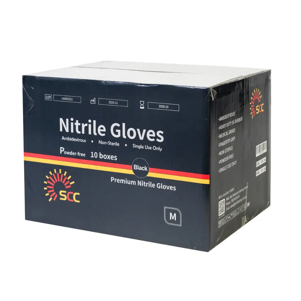 Premium Nitrile Gloves Box of 10 (Black)