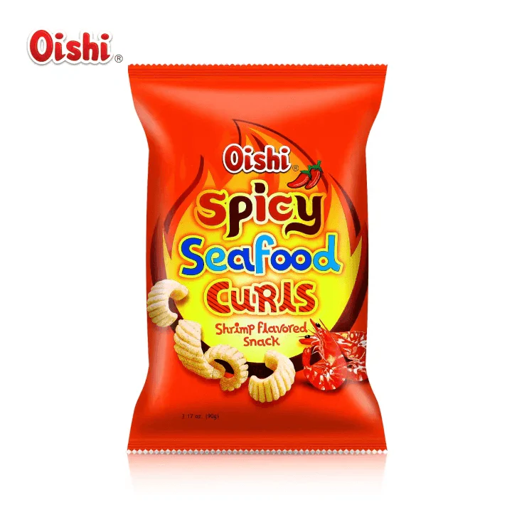 Oishi Spicy Seafood Curls Shrimp Flavor 30 x 90g *NEW PRODUCT*