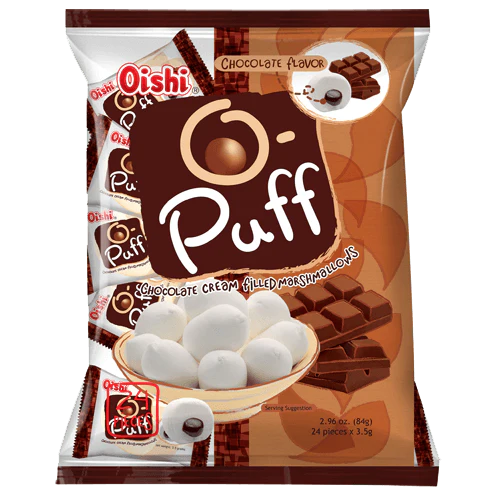 Oishi O-PUFF Cream Filled Marshmallow Chocolate Flavor 30x(24x3.5g) *NEW PRODUCT*