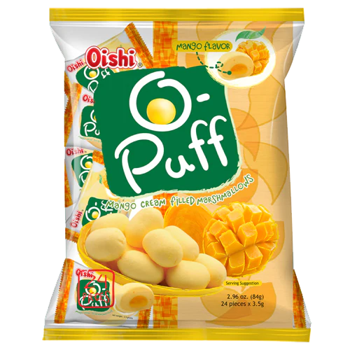 Oishi O-PUFF Cream Filled Marshmallow Mango Flavor 30x(24x3.5g) *NEW PRODUCT*