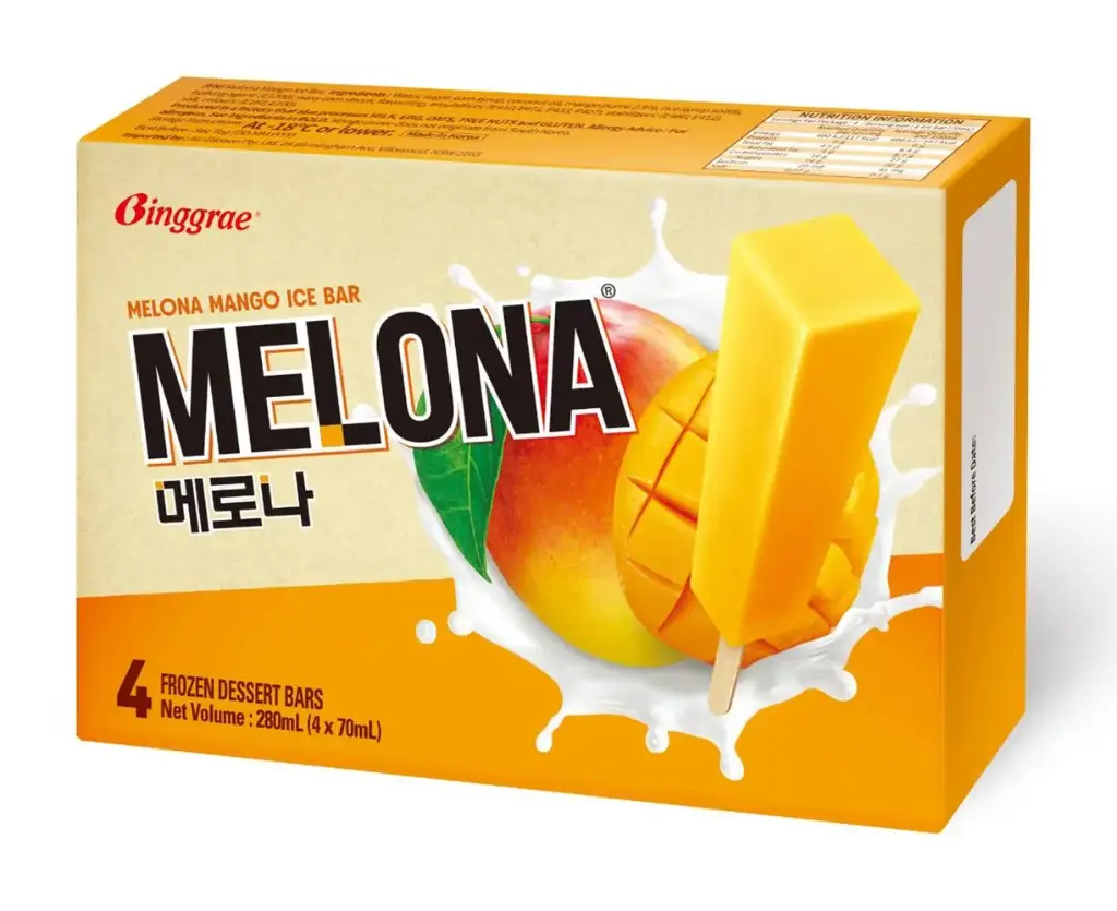 Binggrae Plant Based Melona Mango 12x(4x70ml)  (FROZEN)  