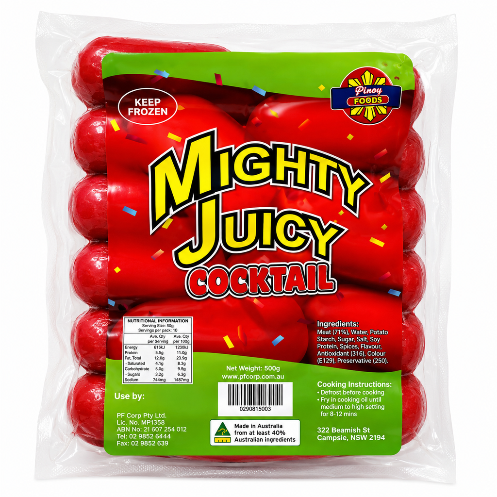 FROZEN Mighty Juicy Cocktail Hotdogs 30x500g ***New Product***