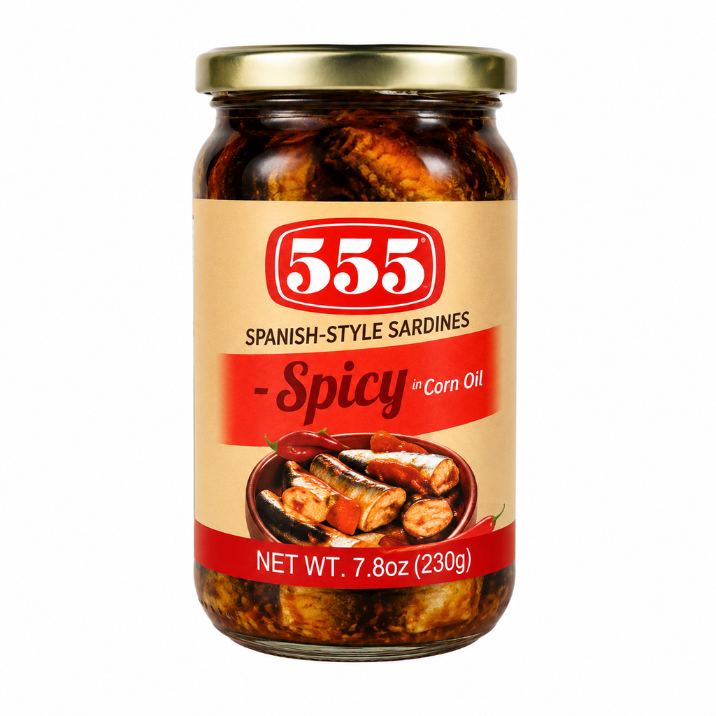 555 Bottle Spanish Sardines Spicy in Corn Oil 24x230g ***New product***