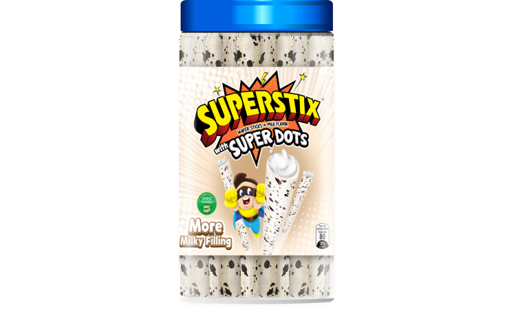 Superstix Wafer Sticks in Milk Flavour with Super Dots 12x330g