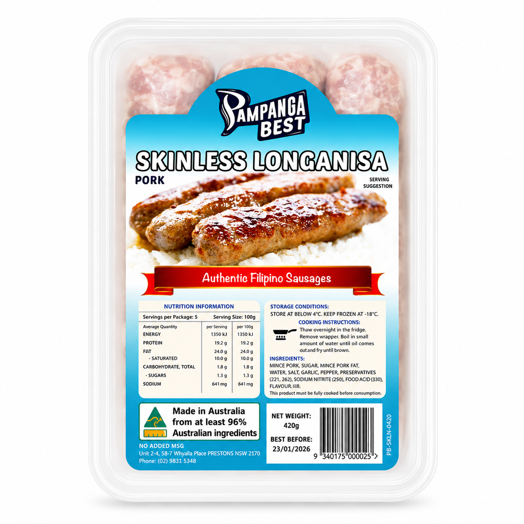 FROZEN Pampanga Best Pork Longanisa Skinless 30x420g