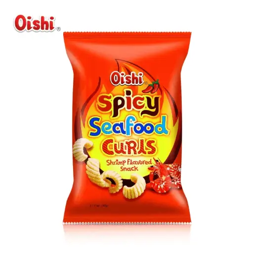 Oishi Spicy Seafood Curls Shrimp Flavor 30 x 90g *NEW PRODUCT*