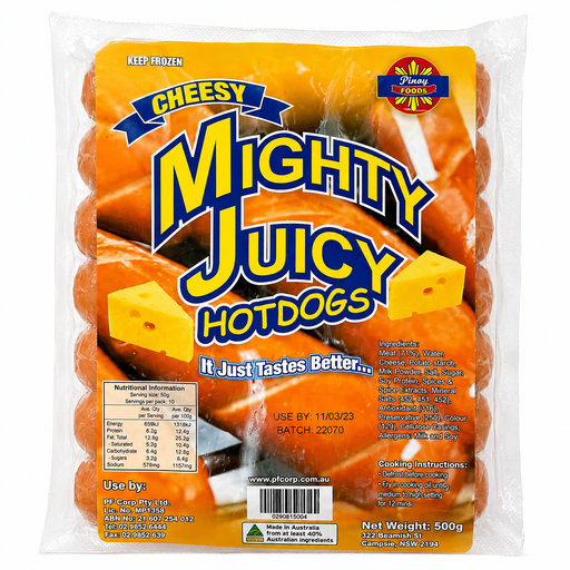 [MIG-CHE-001] FROZEN Mighty Juicy Cheesy Hotdogs 30x500g ***New Product*** 