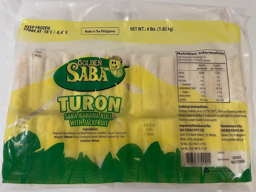 Golden Saba Turon Banana Roll w/ Jackfruit (32pcs) (T4) 6x1.8kg