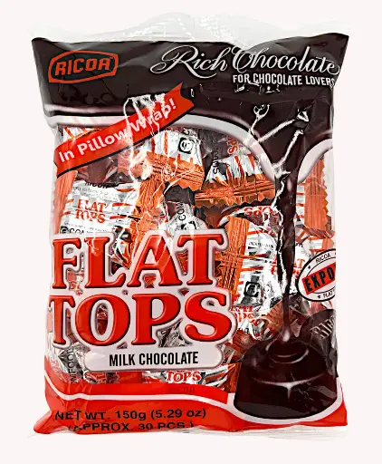 Ricoa Flat Tops Milk Chocolate 24x150g