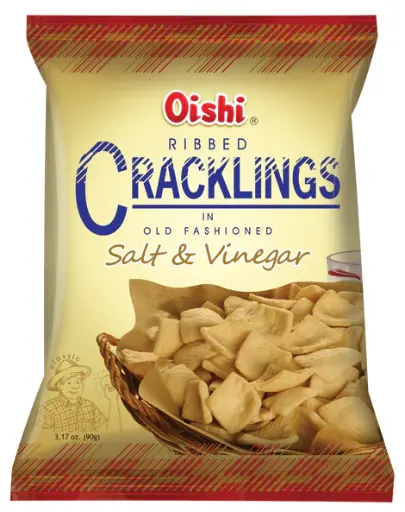 Oishi Ribbed Cracklings Salt & Vinegar 30x90g