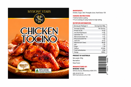 [MYR-CHK-001] FROZEN Myrons' Star Chicken Tocino 30x454g 