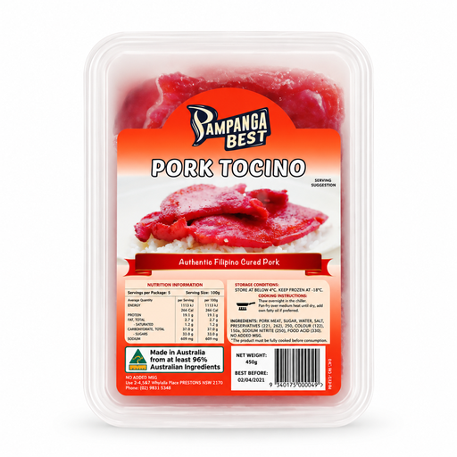 [PAM-TOC-008] FROZEN Pampanga Best Pork Tocino 30x450g